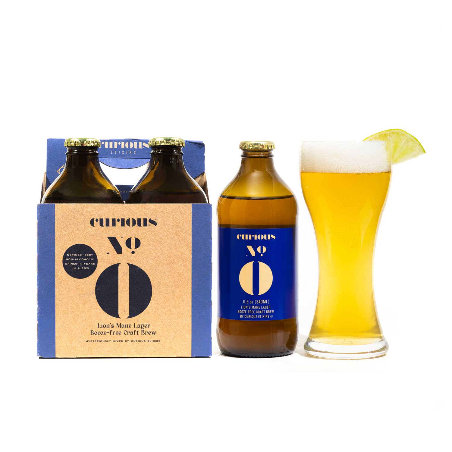 Curious Zero Lion's Mane Lager • Booze-Free Craft Brew